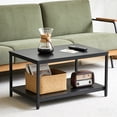 thumbnail image 3 of SuperDeal 2-Tier Compact Coffee Table Industrial Cocktail Desk W/ Storage Shelf for Small Apartment Living Room, Black, 3 of 9