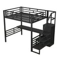 thumbnail image 4 of DreamBuck Full Size Loft Bed with Desk, Metal Loft Beds with Convertible Stairway and Built-in Wardrobe, Multifunctional Loft Bed for Teens Adults, Space-Saving Loft Bed for Bedroom, Dorm, Black, 4 of 13