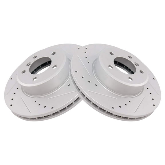 TRQ Front Performance Brake Rotors Set Vented Premium G-Coated Fits Select 2004-2007 BMW 525i 2007 525xi 2008-2010 528i 2009-2010 528i xDrive 2008 528xi 530i 2006-2007 530xi 535i xDrive 535xi