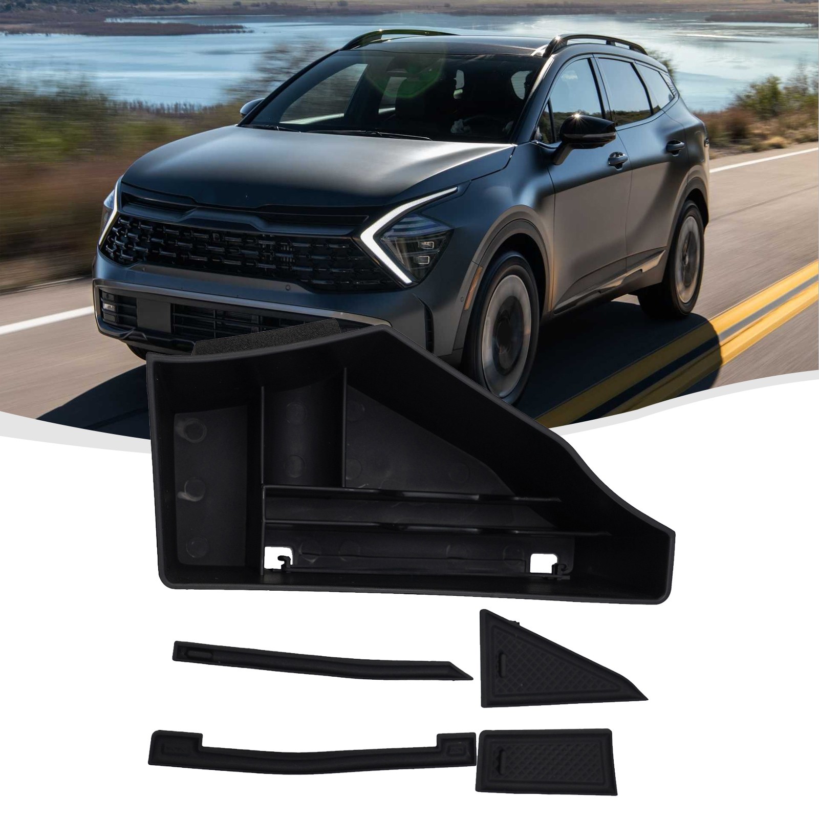 Para Kia Sportage NQ5 2021-2023 Caja de almacenamiento para consola central negra Bandeja 2