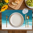 thumbnail image 4 of Ombre Teal Waves Placemats Set of 4, Abstract Art Gradient Modern Placemats for Dining Table, Place Mats for Kitchen Tabletop, Waterproof Wipeable Dining Table Mats Set, 4 of 9