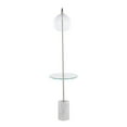 thumbnail image 4 of Symbol Contemporary, Glam Floor Lamp with Clear Glass Side Table, Nickel Metal Accents, White Marble Base, and White, 4 of 7