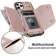 thumbnail image 5 of for iPhone 11 Pro Max Case Wallet with Strap for Women,Crossbody Lanyard and Wristlet Strap,Zipper Pocket,Credit Card Holder,Ring Stand,RFID Blocking Phone Wallet Cases(6.5 inch,Pink), 5 of 18