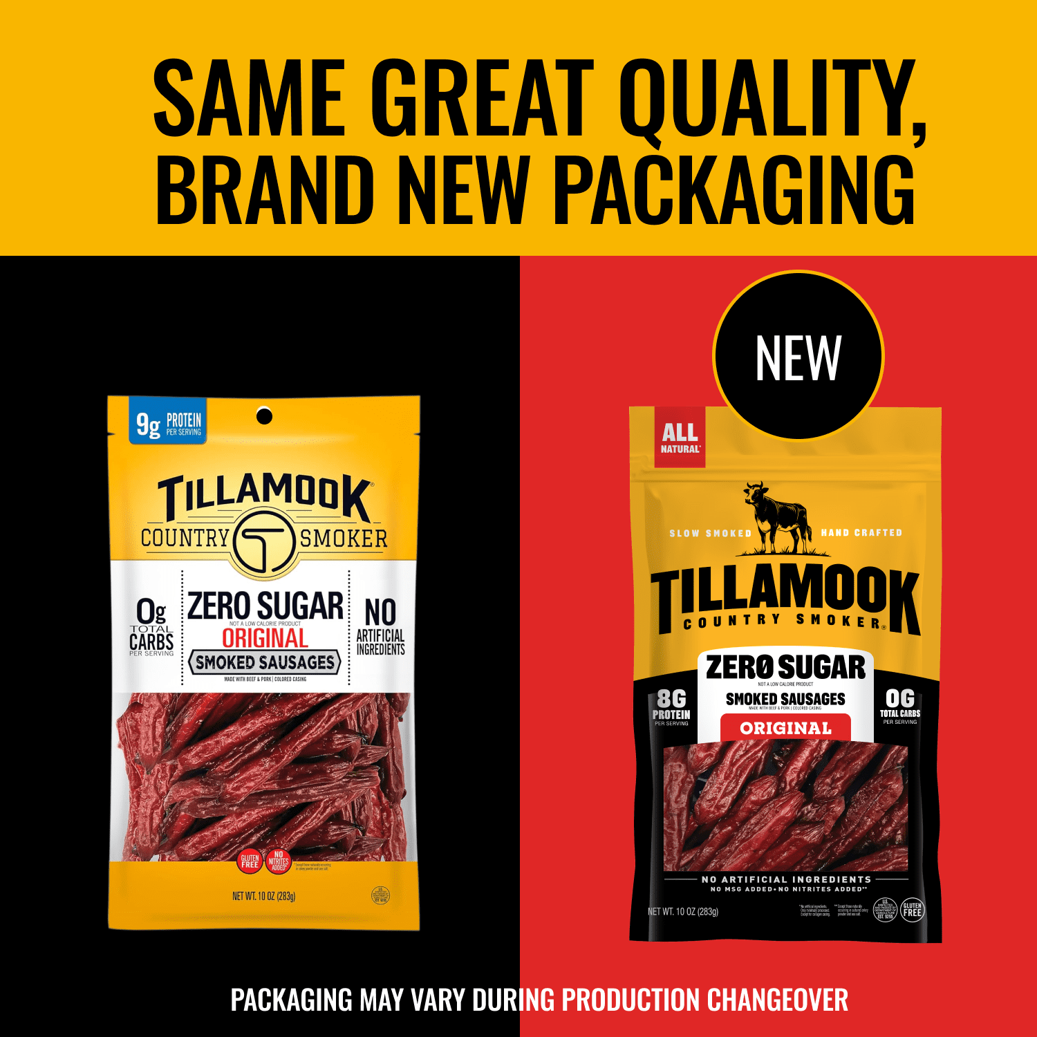 (6 pack) Tillamook Country Smoker Original Zero Sugar Smoked Sausages, 8g Protein per Serving, 10 Oz