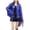 Blue, variant on Women Lapel Full Zip Sequin Fringe Cropped Jacket Long Sleeve Loose Party Concert Outerwear 1pc Size A True To Size