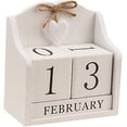 thumbnail image 1 of Vintage Wooden Perpetual Calendar, European Style Rustic Chic Number Changeable Date Blocks for Office Desk Decor, 1 of 4
