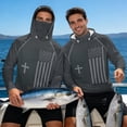 thumbnail image 7 of SEANATIVE Men's Long Sleeve Sun Protection Fishing Hoodie with Face Mask Breathable Lightweight Hooded Fishing Athletic Workout Shirt for 4th of July, S, American Flag Cross Gray, 7 of 7