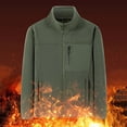 thumbnail image 4 of LNWUY (M-5XL) Men Big and Tall Stand Collar Pola-Fleece Jacket Solid Color Casual Long Sleeve Spliced Zipper Pocket Warm Outdoor Coat Green XXXL, 4 of 6