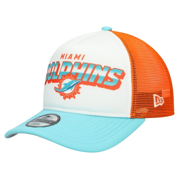 Youth New Era  White/Aqua Miami Dolphins Streak 9FORTY A-Frame Adjustable Hat