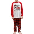 thumbnail image 2 of Christmas Family Pajamas Matching Set, Long Sleeve Letters Print T-shirt with Plaid Pants Sleepwear Loungewear, 2 of 7