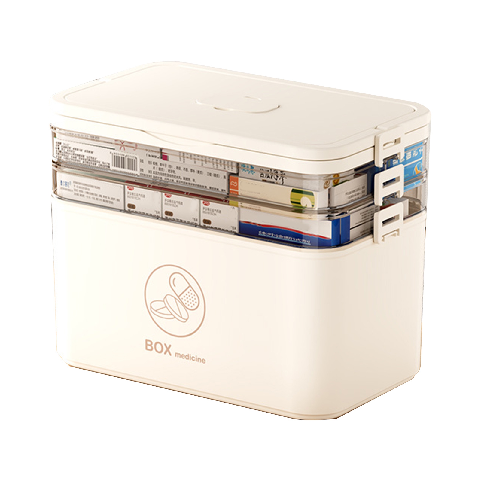 sunsanly 3-Tier Portable Pill Storage Box with Handle Large Capacity Multiple Compartments Multipurpose Medicine Box with Sealing Buckle