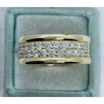 Radiant Jewelry 2.00 Ct Round Lab Created CZ Diamond Men's Wedding Band Ring 10K Yellow Gold Plated