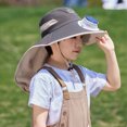 thumbnail image 4 of Solar Fan Hat for Kids, Wide Brim Solar Fan Outdoor Fishing Hat with 1 Fans Solar Power, Waterproof Outdoor Hiking Camping Fishing Hat，USB Rechargeable Solar Hat Fan for Boys & Girls, 4 of 6
