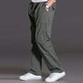 thumbnail image 5 of ADSSDQ Mens Lightweight Pull On Zip Fly Drawstring Cargo Pants Elastic Waist Relaxed Fit 6 Pockets Army Green 6XL, 5 of 5