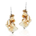 thumbnail image 1 of Brown Mother of Pearl Cluster Shell Drop Sterling Silver Earrings, 1 of 6