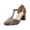 Brown, variant on Women‘s Wide Width Vintage Chunky Heel Sandals T-Strap Hollow Open Toe Pumps