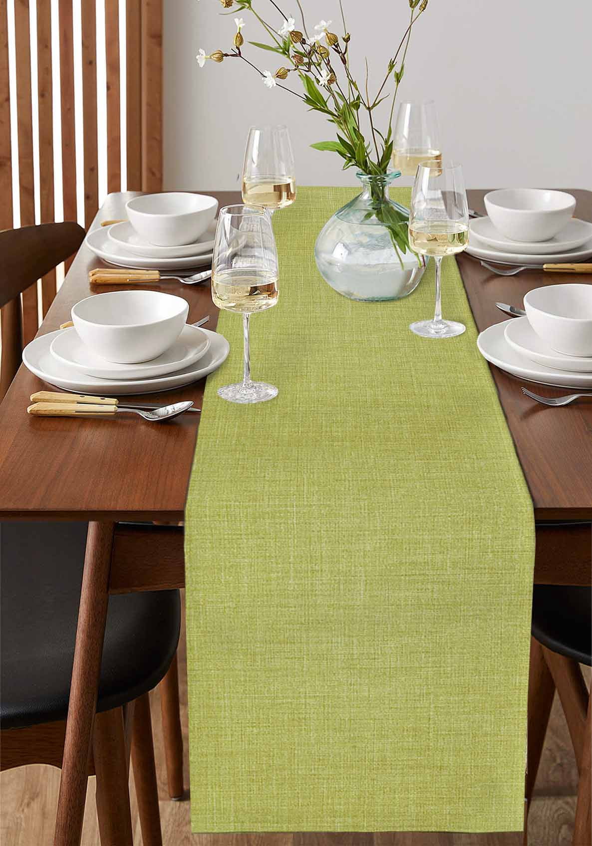 Table Runners 48 Inches Long Dress Scarves, Vintage Fruit Green Farmhouse Kitchen/Dining Table Runner, Short Coffee Tablerunners, Farmhouse Retro Solid Color Linen Texture 13x48 Inch