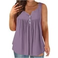 thumbnail image 2 of Pincandy Womens-Plus-Size-Tank-Tops Summer Sleeveless Henley Shirts Buttons Up Tunics Flowy Pleated Blouses, 2 of 5