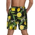 thumbnail image 3 of Kdxio Lemon Fruits Flowers Leaves Print Men'S Swim Trunks With Compression Liner 7 Inch Inseam Quick Dry Swim Shorts, 3 of 7