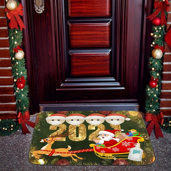 Dvkptbk Christmas Door Mat 1pc 2021 Merry Christmas Welcome Doormats Indoor Home Carpets Decor 40x60CM Christmas Decorations on Clearance
