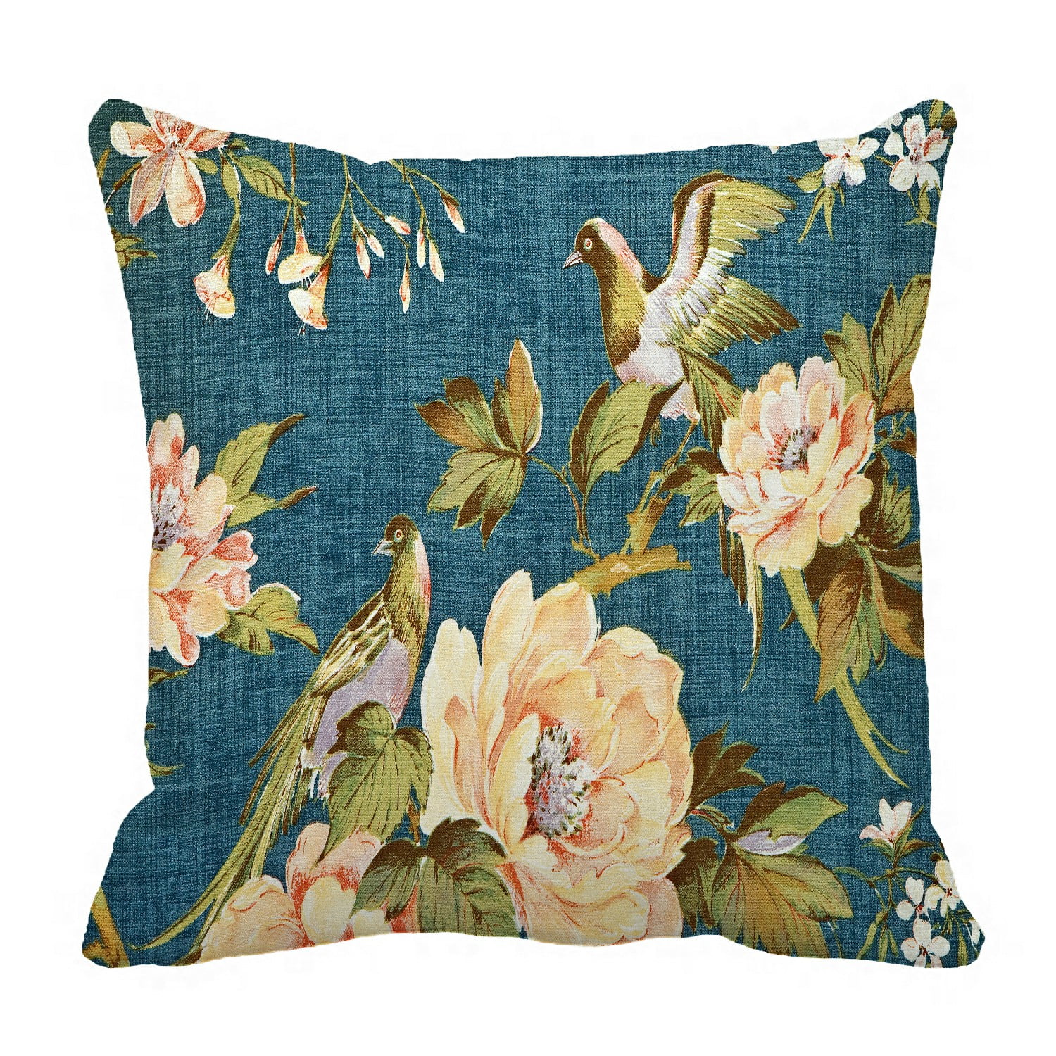 Eczjnt Colorful Flowers Birds On Blue Pillow Case Pillow Cover Cushion Cover 16x16 Inch Walmart Com Walmart Com