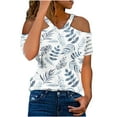 thumbnail image 2 of Aloohaidyvio Tops Clearance,Women Fashion Summer Printed Regular Starpless Mesh Short Sleeves V Neck Top, 2 of 5
