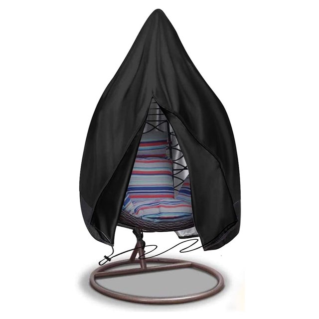 Funda para silla columpio con cremallera impermeable de 115 x 190 cm, color negro Adepaton FLD-3142