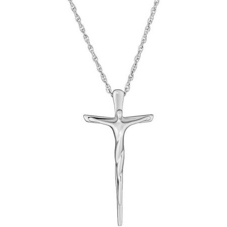 Lavaggi Jewelry Sterling Silver Contemporary Crucifix Religious Cross Necklace, 18 Chain, 925 Designer