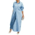 thumbnail image 1 of Trench-Coat Long Décontracté pour Femmes Hauts Couleur Unie Manches Longues Classique Col à Revers Chemise Longue, 1 of 6