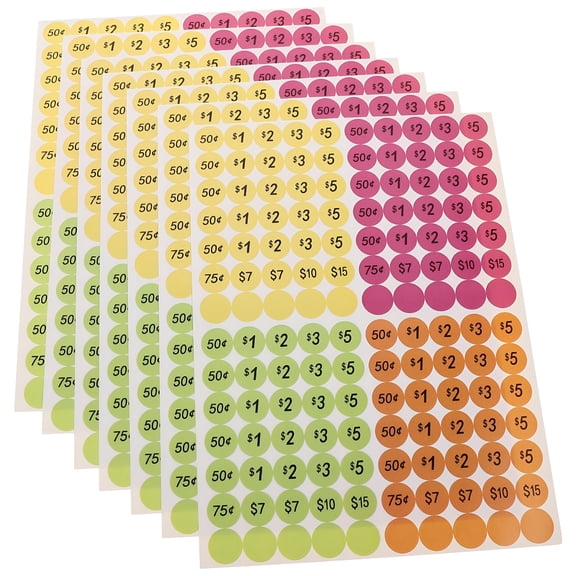 CCOCC 20 Sheets Labels Adhesive Price Tags Garage Stickers Garage Sale Stickers Label Colorful Coated Paper