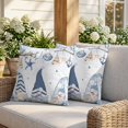 thumbnail image 3 of 16x16 Pillow Covers Set of 2, Coastal Eucalyptus Square Throw Pillow Covers for Couch/Sofa/Living Room, Vintage Ocean Blue Gnomes Starfish Leaf Decorative Soft Pillowcases for Couch Throw Pillows, 3 of 9