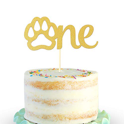 Gold Paw One Cake Topper Golden Glitter Cardstock 1st Birthday Cake Smash Party Decoration Supplies For Baby Single Sided Dog Paw First Birthday Cake Sign Topper Photo Booth Props Walmart Com