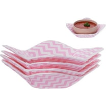 Microwave Bowl Holder Set of 4 Hot Bowl Holders Heat Insulated Microfiber & Sponge Heat Resistant Bowl Cozies for Hot & Cold Food Bowl Holder for Soup, Pasta, Noodles & Rice Bowl - Pink Chevron