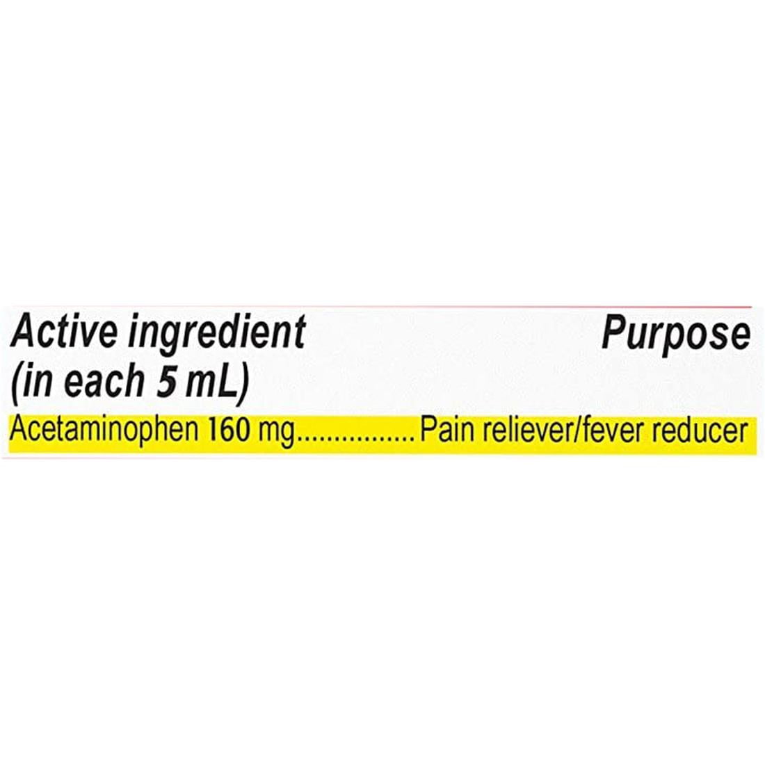 Tylenol Children's Pain Reliever/fever Reducer Oral Suspension Liquid, Cherry Flavor 4 Oz (Pack of 2)
