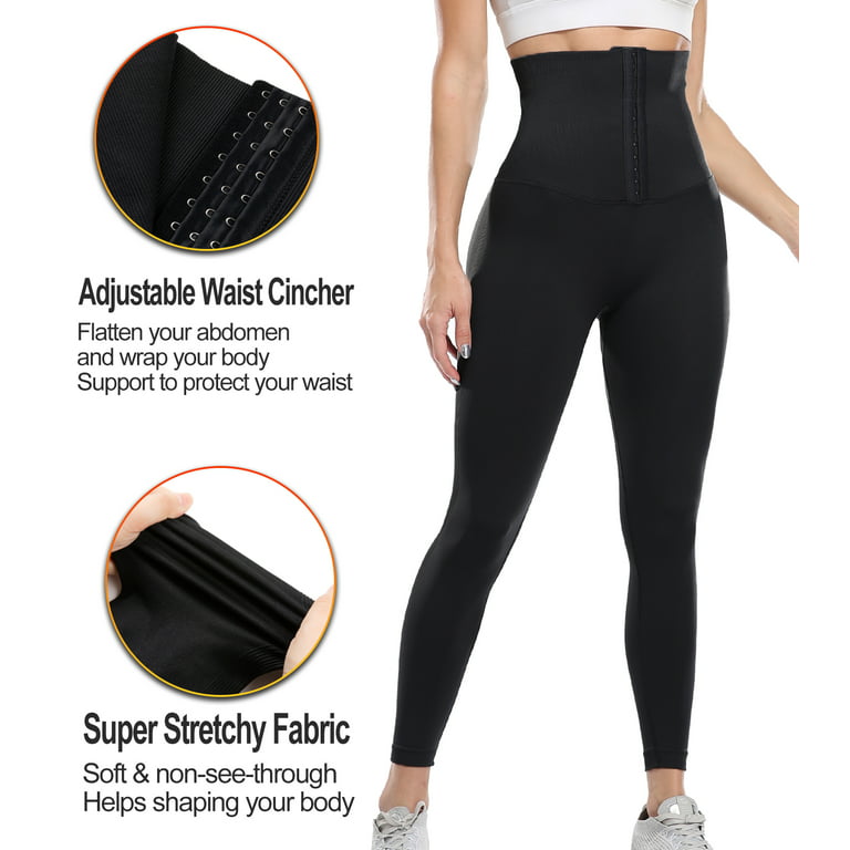QRIC High Waist Corset Leggings for Women Waist Trainer Tummy Control Slim  Push Up Body Shaper Workout Yoga Pants (S-XL)