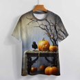 thumbnail image 3 of Halloween Ghosts Horror Pumpkin Women's Short Sleeve T-Shirt Crew Neck Casual Summer Trendy Loose Fit Tops, 3 of 6