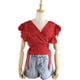 thumbnail image 3 of Camiseta de mujer Verano con cuello en V Dot Sin mangas Blusa de gasa Chaqueta, Rojo tholdsy AP001336-02, 3 of 7
