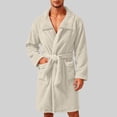 thumbnail image 6 of LIaqionyy Mens Plush Fleece Robe Collared Bathrobe Fuzzy Soft Comfortable Warm Fall Winter Clothes with Pockets, 6 of 7