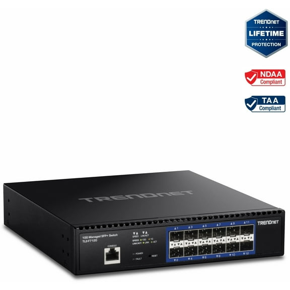 TRENDnet  TL2-F7120, 12-Port 10G Layer 2 Managed SFP  Switch