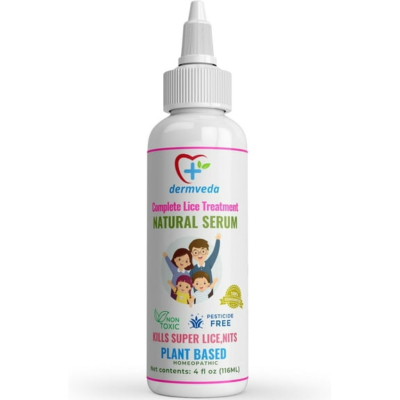 Dermveda Natural Nits & Lice Treatment for Kids & Adults Lice Removal Serum, 4 fl oz