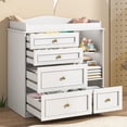 thumbnail image 4 of ChVans Changing Table Dresser, Baby Classic Nursery Dresser with 5 Drawers & Open Storage Shelves, Convertible Nursery Dresser Chest of Drawers, 4 of 9