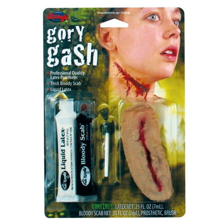 Fun World Easy Use Gory Gash 4pc Latex Appliance, Beige Red