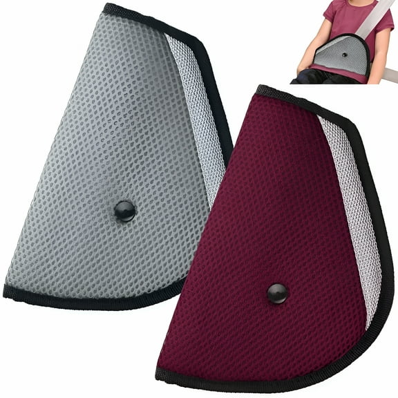 MELIVO Child Seat Belt Adjuster Set of 2, Child Seat Belt Seat Covers - (Red & Grey)