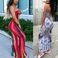 thumbnail image 6 of Women Summer Sexy Strapless Tube Top Bodycon Maxi Long Dress Graffiti Tie-Dye Striped Printed Elastic High Waist Package Hip Party Clubwear, 6 of 20