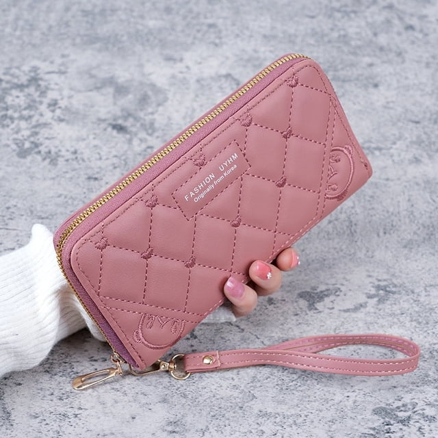 Cartera de mano de estilo coreano para mujer, billetera multifunción con cremallera larga, billetera para teléfono móvil de gran capacidad