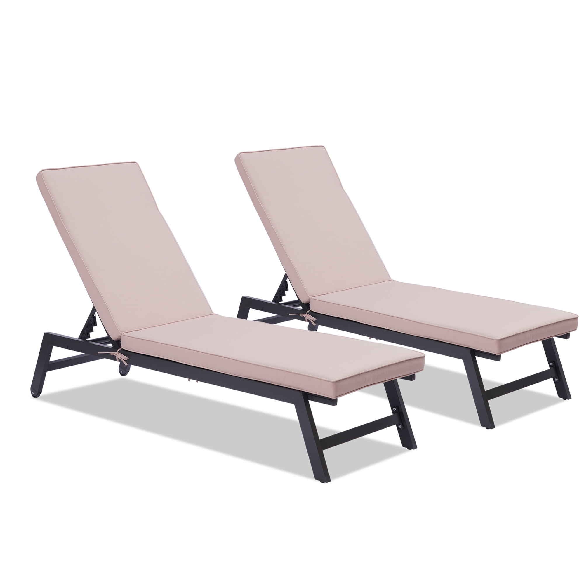 2PCS Chaise Lounge Chairs, Patio Chaise Lounges with Cushion, Aluminum