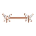 thumbnail image 1 of Piercing de mariposa con diamantes de imitación de 14 g, diseño moderno de acero inoxidable de 16 mm Oro rosa, 1 of 8