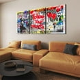 thumbnail image 2 of Hieng Canvas Wall Art Behind the Curtain Poster Classic Street Art Banksy Graffiti Artwork for Living Room Bedroom（Only canvas）, 2 of 6