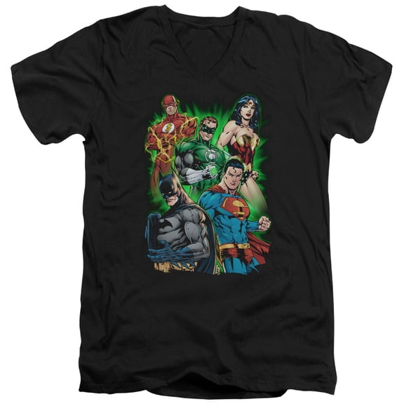 JLA Justice League Will Power S/S Adult V-Neck Black