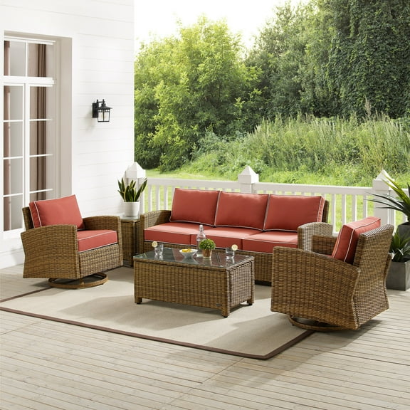 Patio Swivel Rocker Sofa Set - 5 Piece Outdoor Furniture Set - Weather Resistant Design